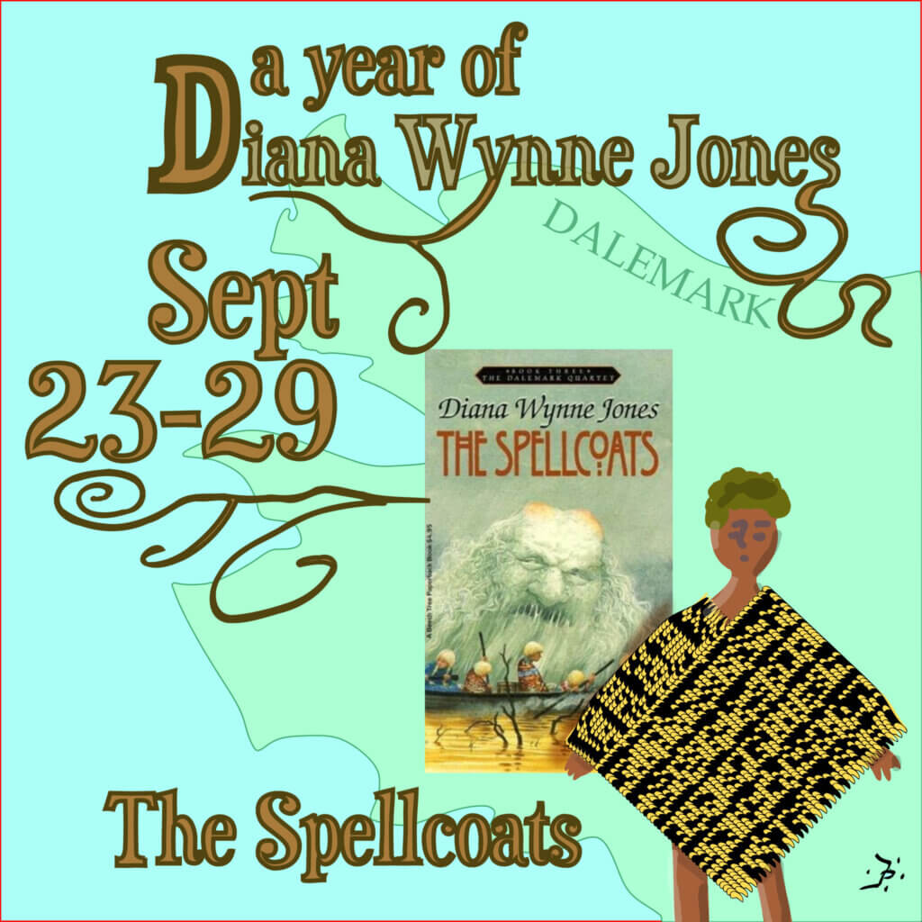 This custom image by Marnanel Thurman shows the dates we read this book, the title and the series title, "A Year of Diana Wynne Jones," with the cover of one edition of the book. 