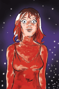 Variant cover featuring Sabrina as Carrie in her prom dressed covered in blood.